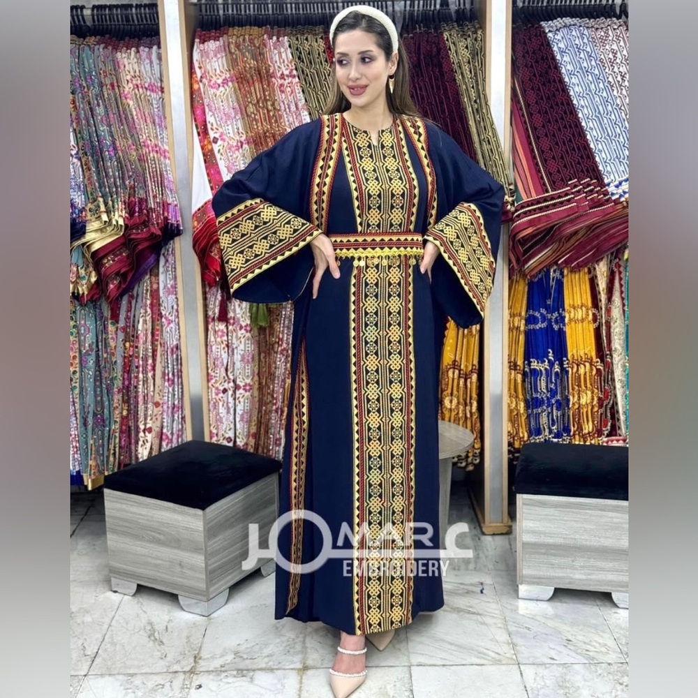 Palestinian Thobe Navy Blue abaya dress middle eastern size 2 worn once.